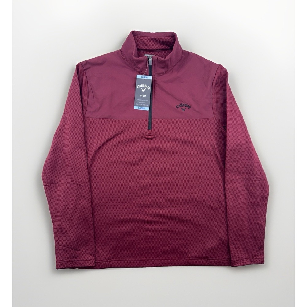 Callaway Men's Large Quarter Zip UPF 50 Pullover w/ Pockets In Tawny Port